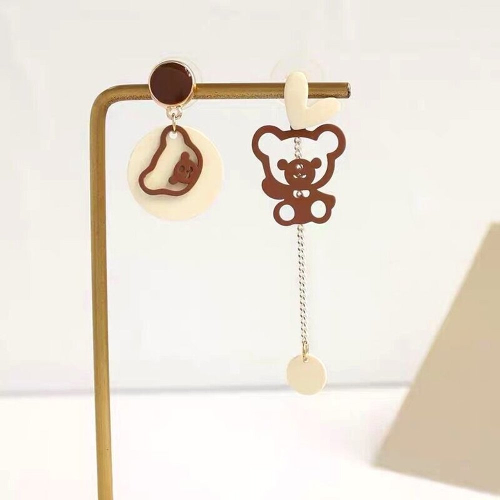 Teddy Bear Dangle Tassel Earrings